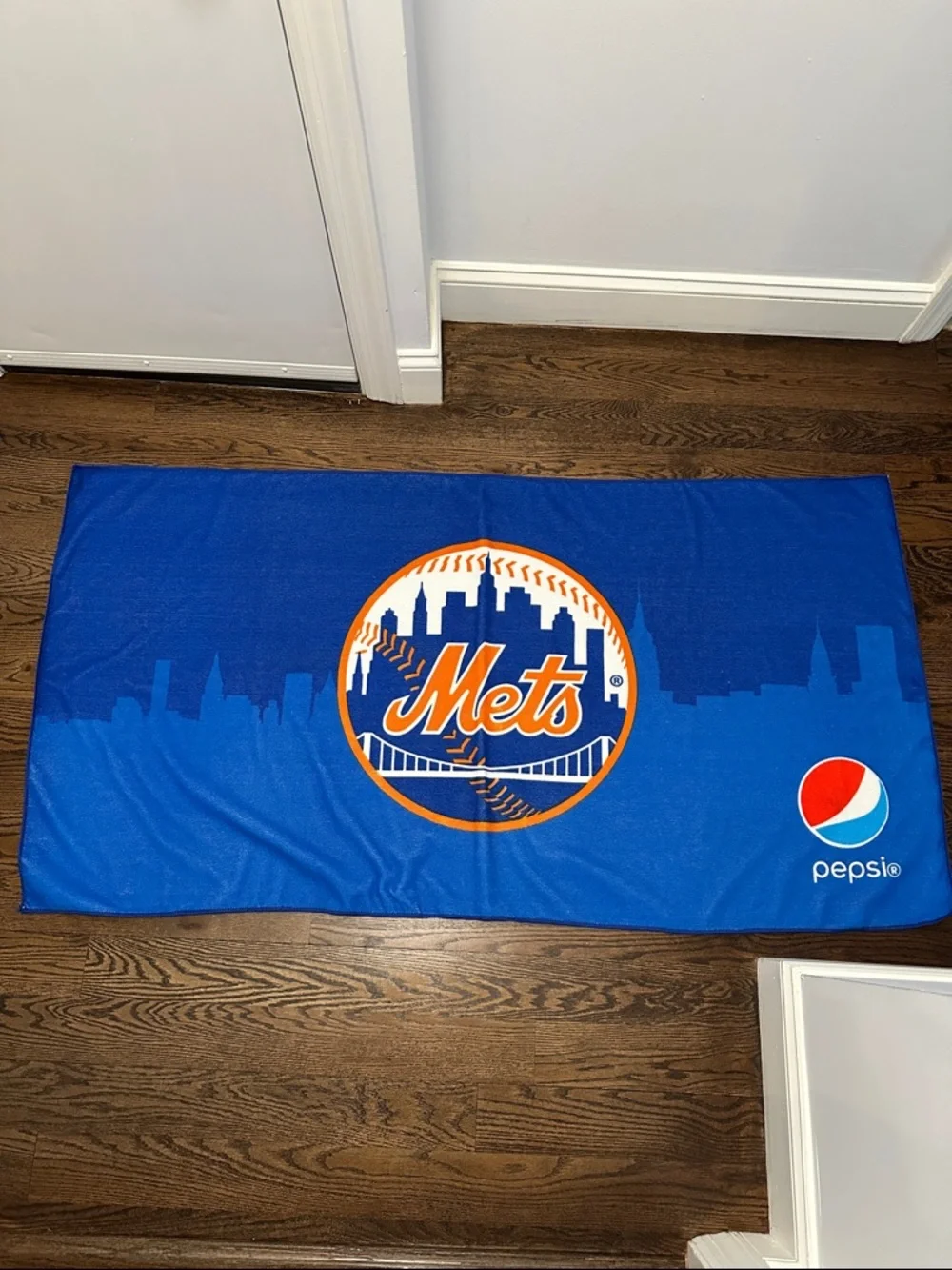 Pepsi Blue Mets Logo Beach Towel with Orange Accents